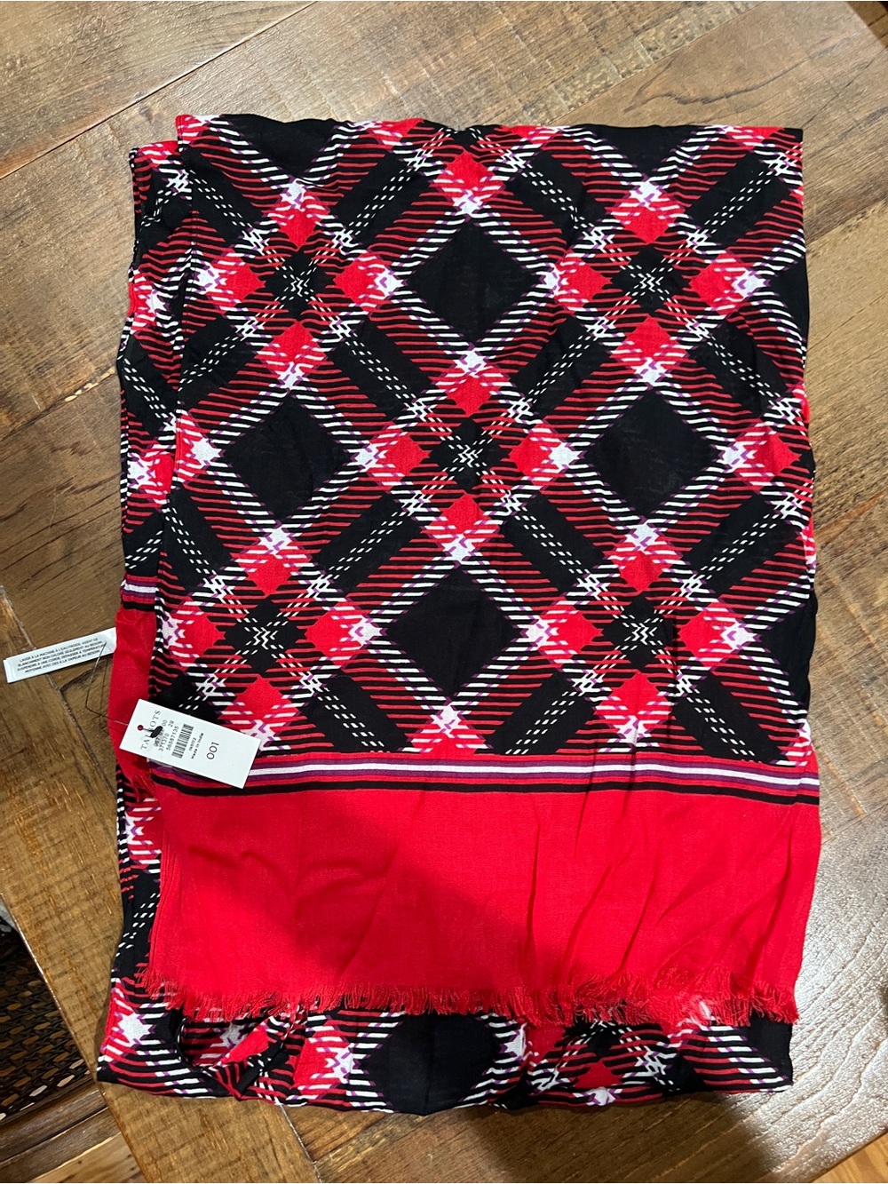 Talbots Women’s Red & Black Plaid Scarf - Stylish Holiday Plaid
